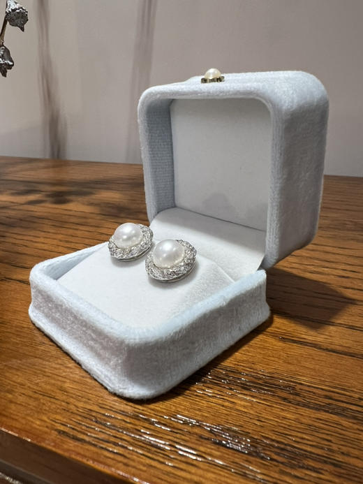 47-4 母亲节特惠 10-11mm 极光无瑕馒头珠 唯爱 重工珍珠耳钉 商品图5