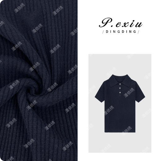 100%绵羊毛Polo领设计针织短袖上衣ZZ0751 商品图0