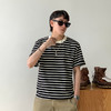 徐太浪时尚撞色条纹短袖T恤男2025新款夏季五分袖海魂衫男生上衣 商品缩略图1
