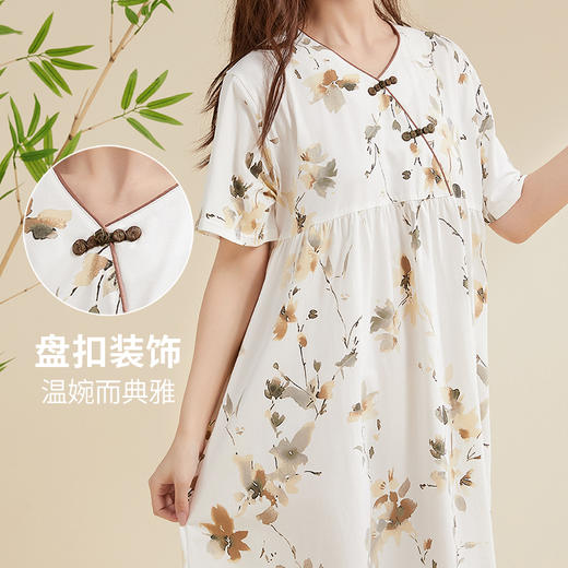 贝佳人新款宽松休闲睡衣睡裙舒适中式连衣裙家居服女BW522502 商品图2