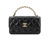 CHANEL香奈儿 23P系列 金属镂空字母手柄萎格纹 皮革 链条包手提包单肩包斜挎包 商品缩略图0