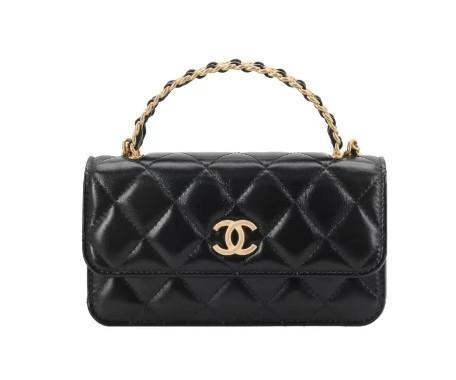 CHANEL香奈儿 23P系列 金属镂空字母手柄萎格纹 皮革 链条包手提包单肩包斜挎包 商品图0