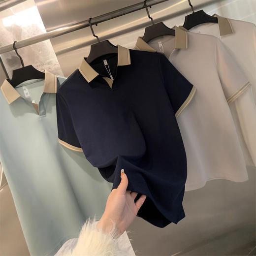 柜388!2025新款醋酸亚麻桑禅丝丝针织细腻透气夏短袖T恤POLO衫男款！ 商品图5