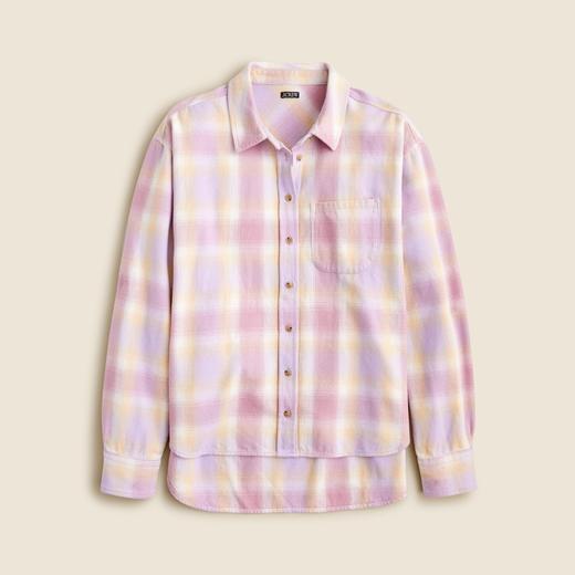 温柔薰衣草色~Jcrew 全棉女士休闲格纹衬衫 商品图3
