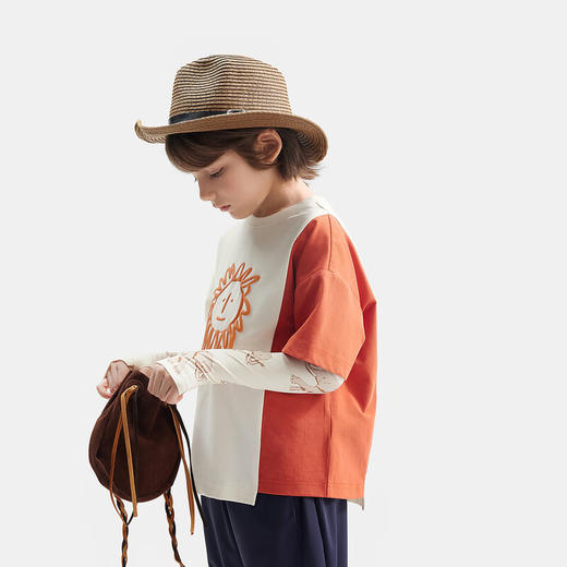 【4】【MQD】【吸湿速干】童装男童撞色T恤短袖夏装新款儿童水印体恤 商品图3