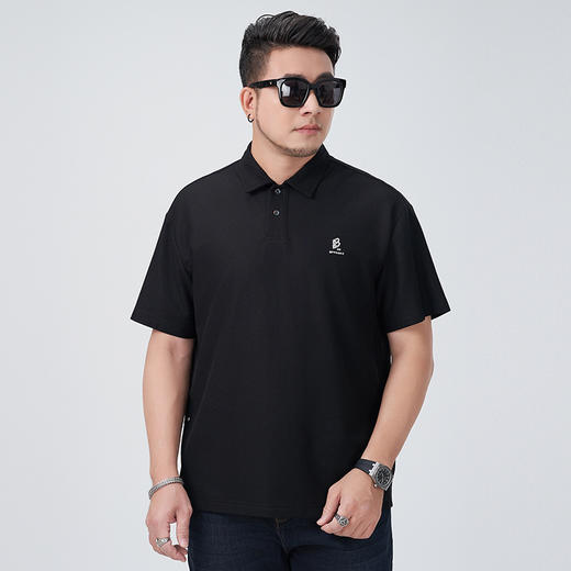 【DMH】大依优型大码短袖POLO衫男装夏季潮流字母刺绣翻领高级垂感宽松半袖体恤胖子男士上衣 商品图5