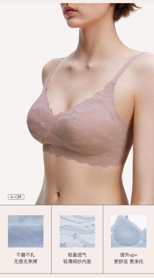  ubras星云轻盈透气网纱蕾丝背勾文胸A-C杯✅星云蕾丝网纱将星云具象化，灵动立体，甜美性感 ✅网纱面料轻薄通透，柔软细腻，贴服舒适，透气不闷汗 商品图3