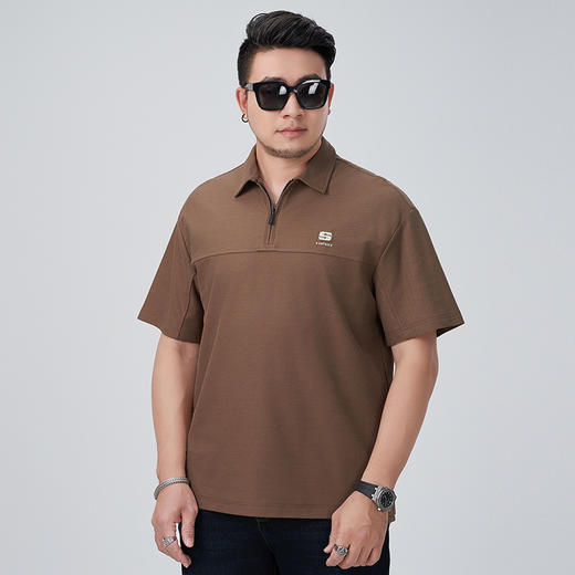 【DMH】大依优型大码拉链短袖POLO衫大码男装夏季简约百搭休闲翻领半袖透气上衣男士 商品图5