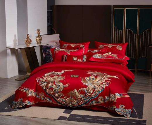 【高端婚庆】 喜事良缘 龙凤刺绣100支新疆长绒棉四件套十件套 商品图4