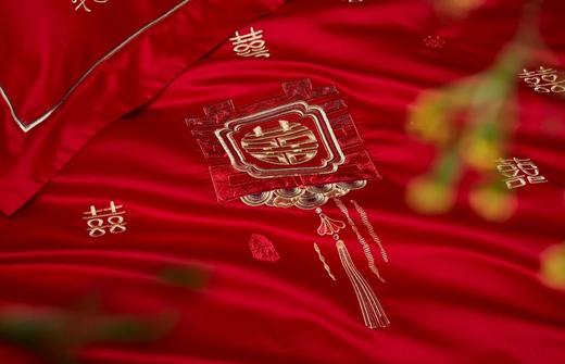 【高端婚庆】 双喜刺绣80支新疆长绒棉 婚礼四件套 商品图4