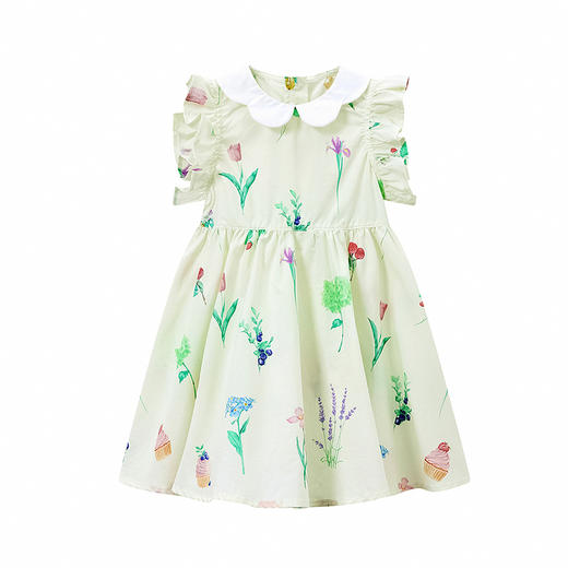 笛莎Deesha 童装女童连衣裙2025夏新款女童花卉印花花瓣领连衣裙 商品图4