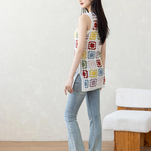 苏苏姐家彩虹系带罩衫手工diy钩针编织棉麻衣服毛线团材料包 商品图2