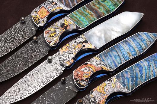 三希堂  现代刀系列  五虎上将雕金小折  未开刃 商品图12