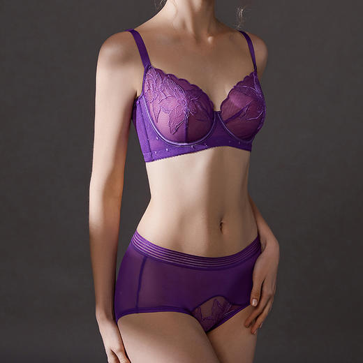 CB | 轻塑紫荷 薄杯短文胸小裤（套装） 商品图2