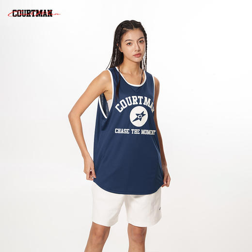 COURTMAN野球帝美式复古篮球背心训练跑步健身打球运动背心外穿 商品图2