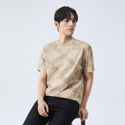 【度假系列】柒牌短袖T恤男士夏季新款时尚潮流字母满印休闲上衣128T72910 商品图1