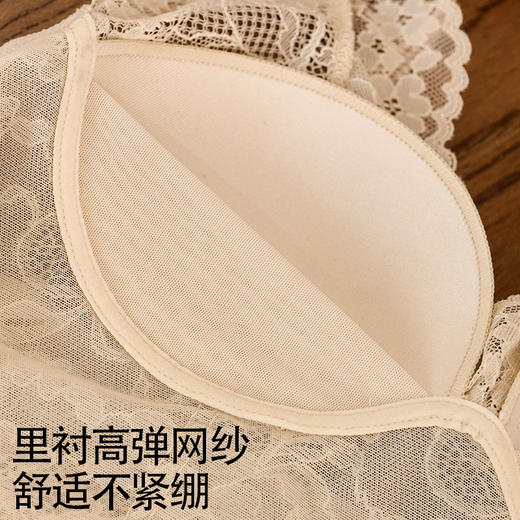 雀说莫奈花园蕾丝美背真丝内衣 桑蚕丝无钢圈收副乳内搭文胸AL248 商品图3