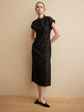 【复古盘扣真丝连衣裙】25年春夏新品女士100%桑蚕丝真丝中长款连衣裙