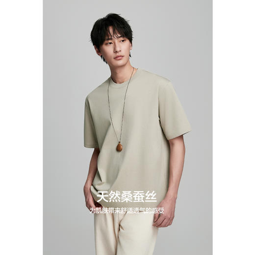 棉仓363801012-桑蚕丝玉挺双面微宽松短袖T恤 商品图1