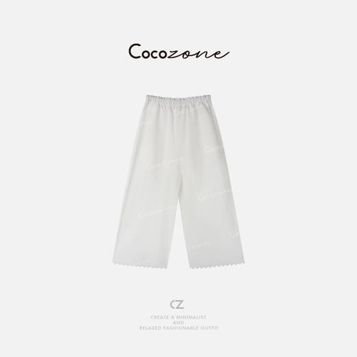 COCO ZONE 刘一一 2025新款白色松紧腰系带直筒休闲裤CD2A0770 商品图1