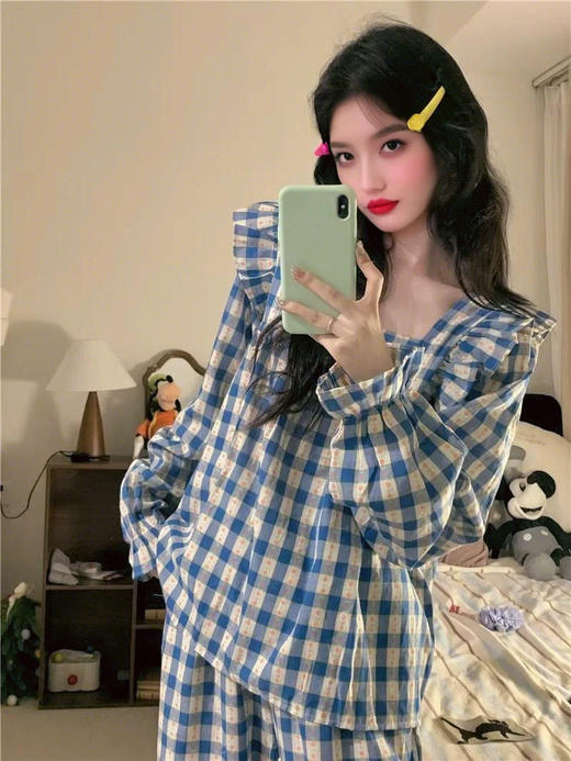 裁缝学苑AS462韩版荷叶边棉麻方领长裤家居服纸样睡衣套装女装版型图纸 商品图4