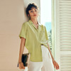 OLrain欧芮儿芥末黄通勤短袖衬衫女夏季2025新款翻领设计宽松上衣 商品缩略图2