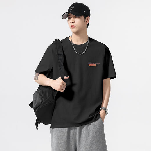 【100%棉】【DQ】大依优型大码男装240G纯棉圆领T恤简约宽松国潮印花短袖夏季新品上衣男士 商品图1