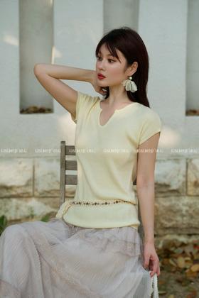 【门店同款】ENJOY夏季都市漫游V领针织上衣 162296810