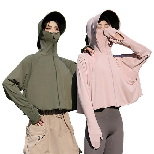 雀说新款黑胶帽檐户外防紫外线冰丝罩衫骑车薄防晒服AL2312-20 商品图4