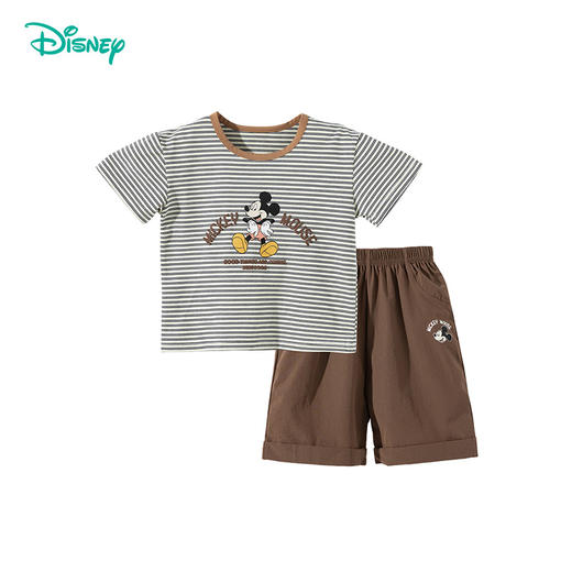 迪士尼【米奇冰感条纹套装】25夏季男童新款凉感T恤短袖透气短裤套装ZD2ET025 商品图5