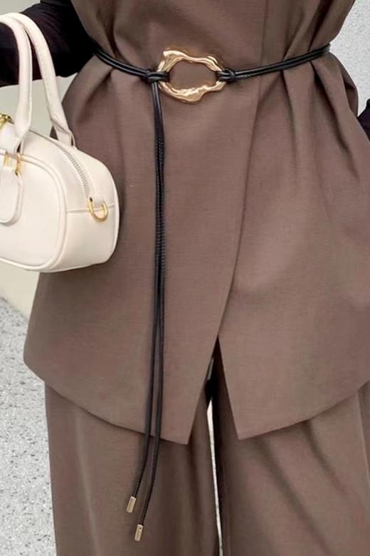 ESTACIA 金属环扣细皮质腰带 21466 商品图0