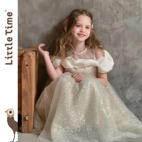 Little time女童公主裙2025夏季小女孩泡泡袖洋气连衣裙生日礼服