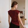 OLrain欧芮儿红色设计感V领T恤女夏季2025年新款修身显瘦套头上衣 商品缩略图5