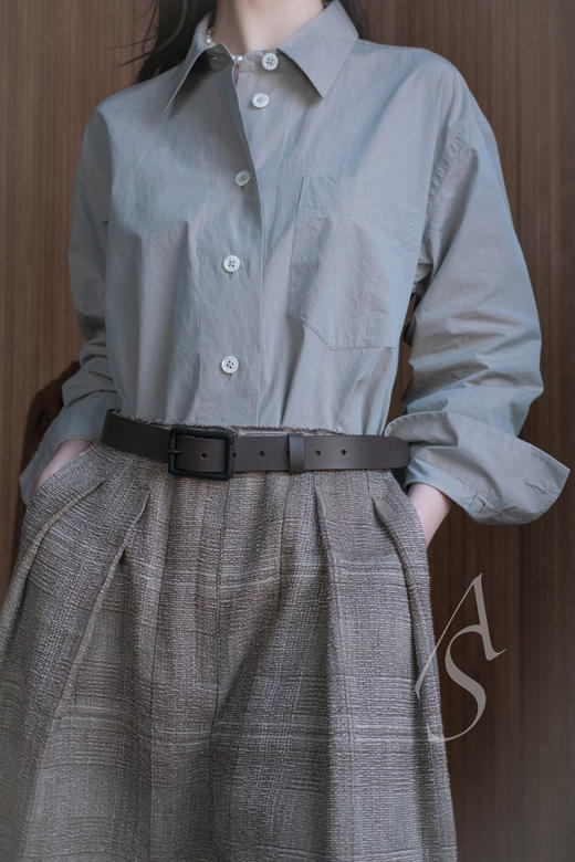 Studio Nicholson 深蓝色/深棕色牛皮方扣皮带 商品图2