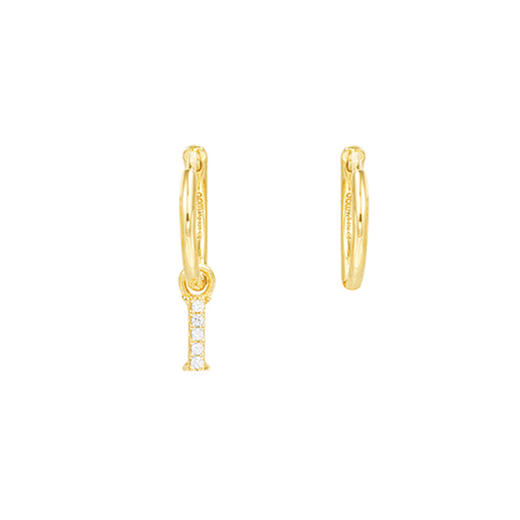 AE11748OXYI-1 apm MONACO 字母耳环女 新款潮小巧耳圈耳钉 圆圈款复古耳饰银 字母I/宽高0.5*1.6cm 商品图0