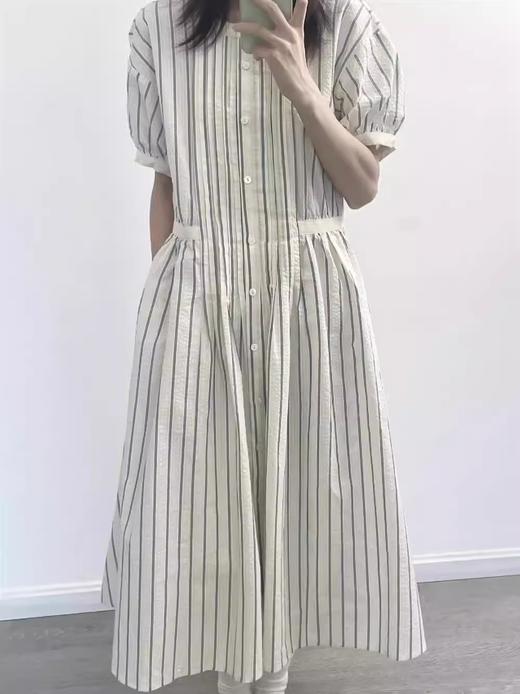 裁缝学苑AS464棉麻亚麻泡泡袖连衣裙纸样女装新款法式排扣衬衫裙子样板 商品图4