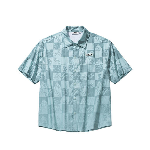 安踏休闲百搭短袖衬衫男女同款夏季满印潮流宽松t恤上衣172528113 商品图0