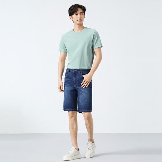 【含桑蚕丝】柒牌直筒百搭牛仔裤男2025夏季新款水洗中腰牛仔短裤128H72990 商品图3