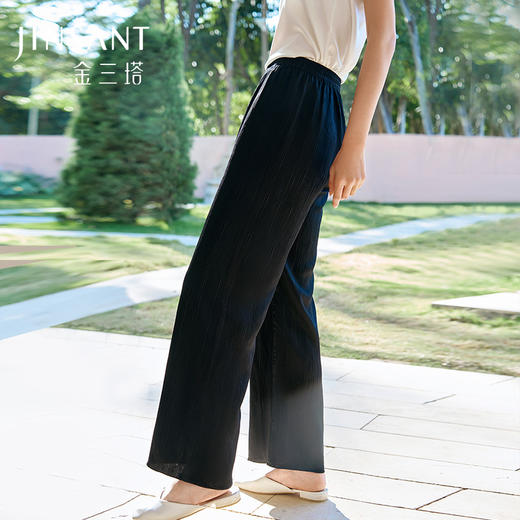 重磅19姆米云霞绉桑蚕丝睡裤女宽松直筒休闲裤家居裤长裤春夏新品  YSFFB903 商品图1