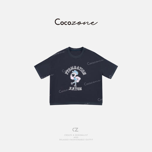 COCO ZONE刘一一 【亚麻棉混纺】简约字母休闲圆领短袖T恤CD2A0835 商品图0