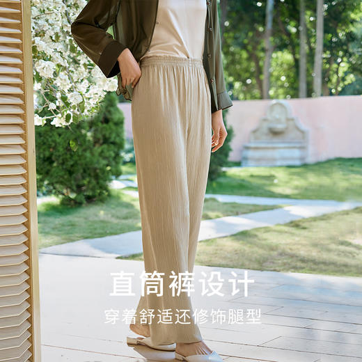 重磅19姆米云霞绉桑蚕丝睡裤女宽松直筒休闲裤家居裤长裤春夏新品  YSFFB903 商品图2