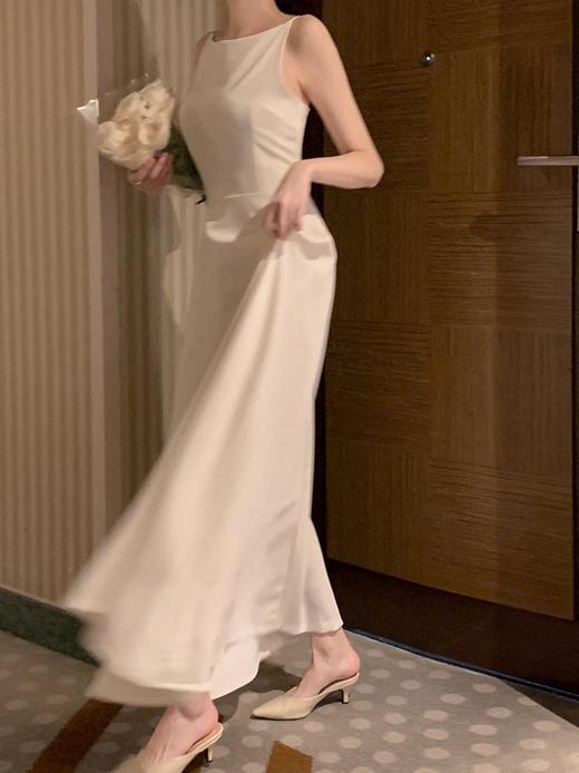 【GZ】无忧购韩国chic温柔风轻奢一字肩高级设计感无袖长款连衣裙15608（截单后7天发货) 商品图12