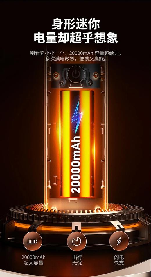 幻响20000mAh·大方宝超级快充移动电源S17超大容量可上飞机专利便携收纳双线设计内含防断线芯抗拉力更强国家3C安全认证一年内质量问题免费换新基地直邮 商品图8
