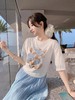 张心子【夏日密语】通勤风珍珠印花显瘦短袖T恤上衣 U2504034 商品缩略图1