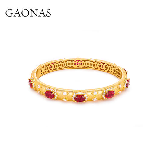 GAONAS  时尚红色贵气华丽美金色手镯 11328SR 商品图1