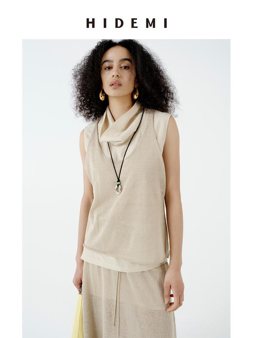 HIDEMI进口针织亚麻纱线自然肌理感背心半裙极简套装 背心/半裙 商品图9
