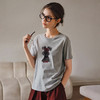 OLrain欧芮儿灰色设计感短袖T恤女夏季2025新款宽松印花刺绣上衣 商品缩略图0