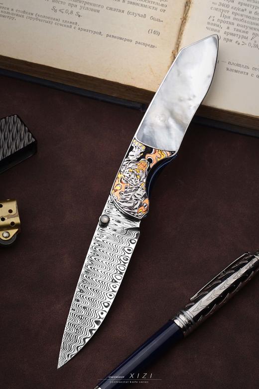 三希堂  现代刀系列  五虎上将雕金小折  未开刃 商品图4