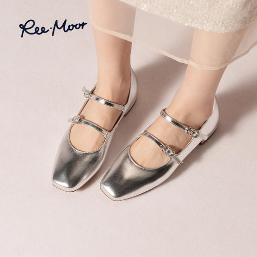 Reemoor睿慕2025年春季法式复古水钻扣带玛丽珍 商品图9