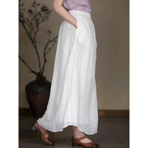 牧衣游原创 棉麻炒色半身裙新品轻薄飘逸百搭休闲宽松半裙 夜来霜 商品图1